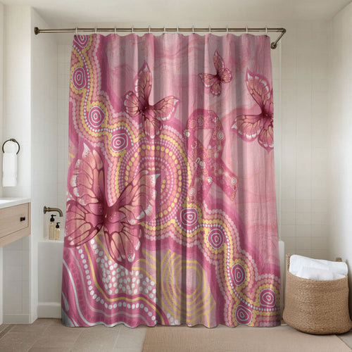 Dreamy Butterfly Collar Australia Breast Cancer Pink Bathroom Set Indigenous Art
