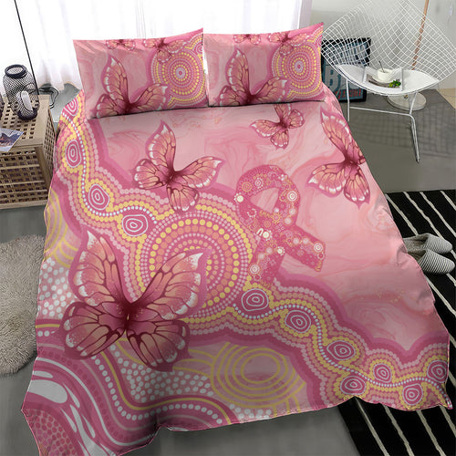 Dreamy Butterfly Collar Australia Breast Cancer Pink Bedding Set Indigenous Art