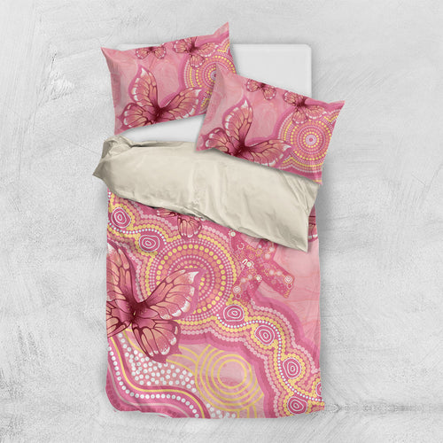 Dreamy Butterfly Collar Australia Breast Cancer Pink Bedding Set Indigenous Art