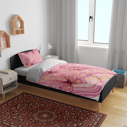 Dreamy Butterfly Collar Australia Breast Cancer Pink Bedding Set Indigenous Art