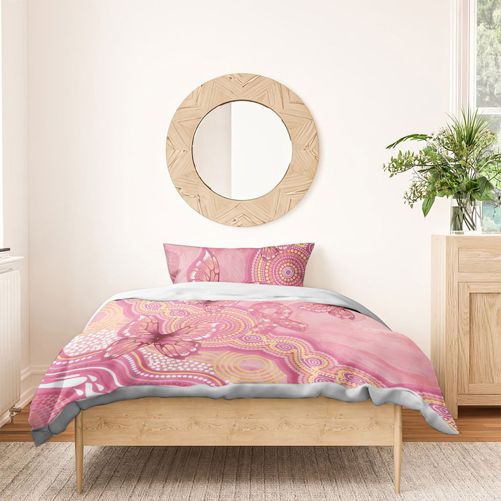 Dreamy Butterfly Collar Australia Breast Cancer Pink Bedding Set Indigenous Art