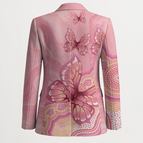 Dreamy Butterfly Collar Australia Breast Cancer Pink Blazer Indigenous Art