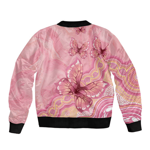 Dreamy Butterfly Collar Australia Breast Cancer Pink Bomber Jacket Indigenous Art
