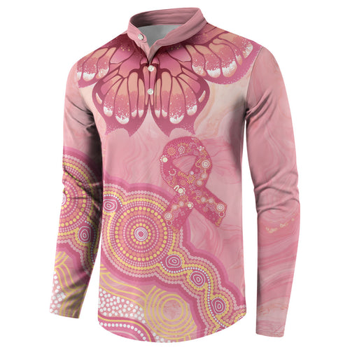 Dreamy Butterfly Collar Australia Breast Cancer Pink Button Sweatshirt Indigenous Art