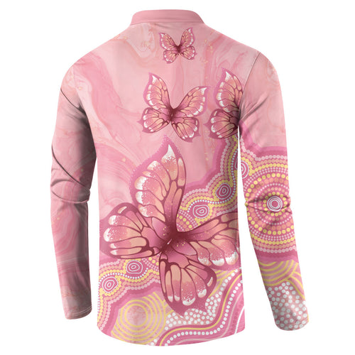 Dreamy Butterfly Collar Australia Breast Cancer Pink Button Sweatshirt Indigenous Art