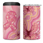 Dreamy Butterfly Collar Australia Breast Cancer Pink 4 in 1 Can Cooler Tumbler Indigenous Art