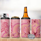 Dreamy Butterfly Collar Australia Breast Cancer Pink 4 in 1 Can Cooler Tumbler Indigenous Art