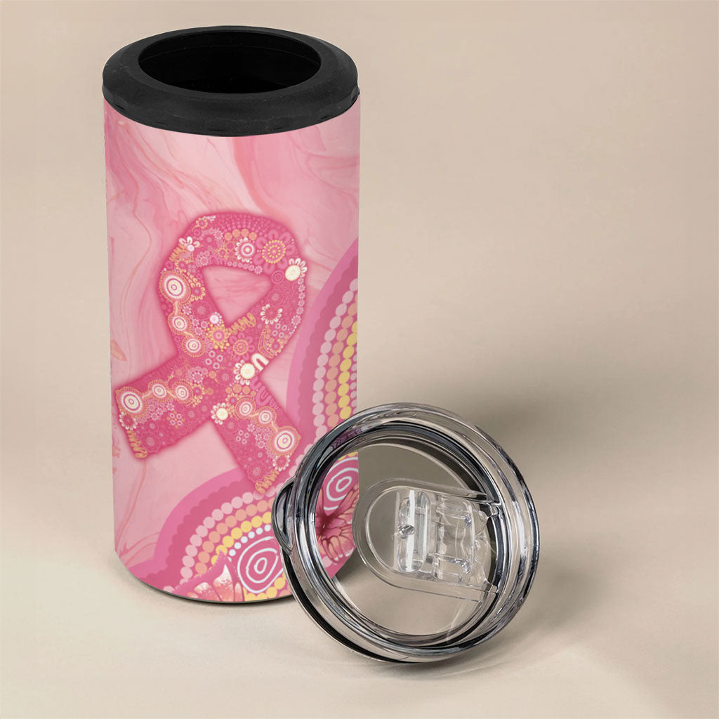 Dreamy Butterfly Collar Australia Breast Cancer Pink 4 in 1 Can Cooler Tumbler Indigenous Art