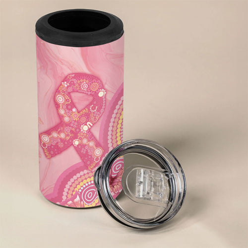 Dreamy Butterfly Collar Australia Breast Cancer Pink 4 in 1 Can Cooler Tumbler Indigenous Art