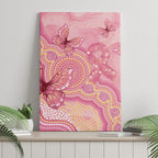 Dreamy Butterfly Collar Australia Breast Cancer Pink Canvas Wall Art Indigenous Art