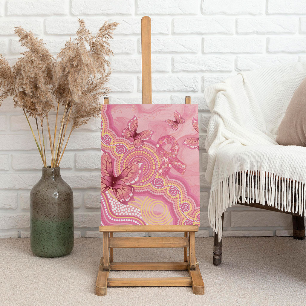 Dreamy Butterfly Collar Australia Breast Cancer Pink Canvas Wall Art Indigenous Art