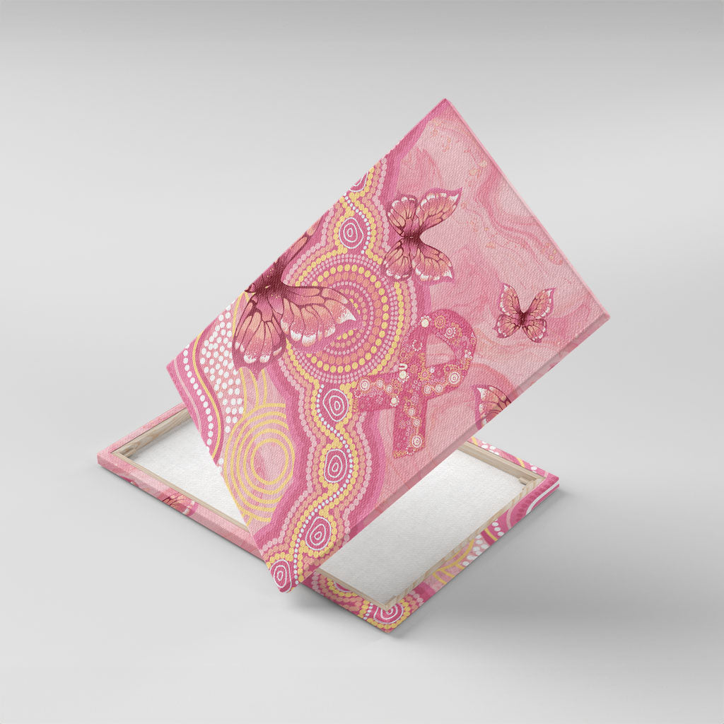 Dreamy Butterfly Collar Australia Breast Cancer Pink Canvas Wall Art Indigenous Art
