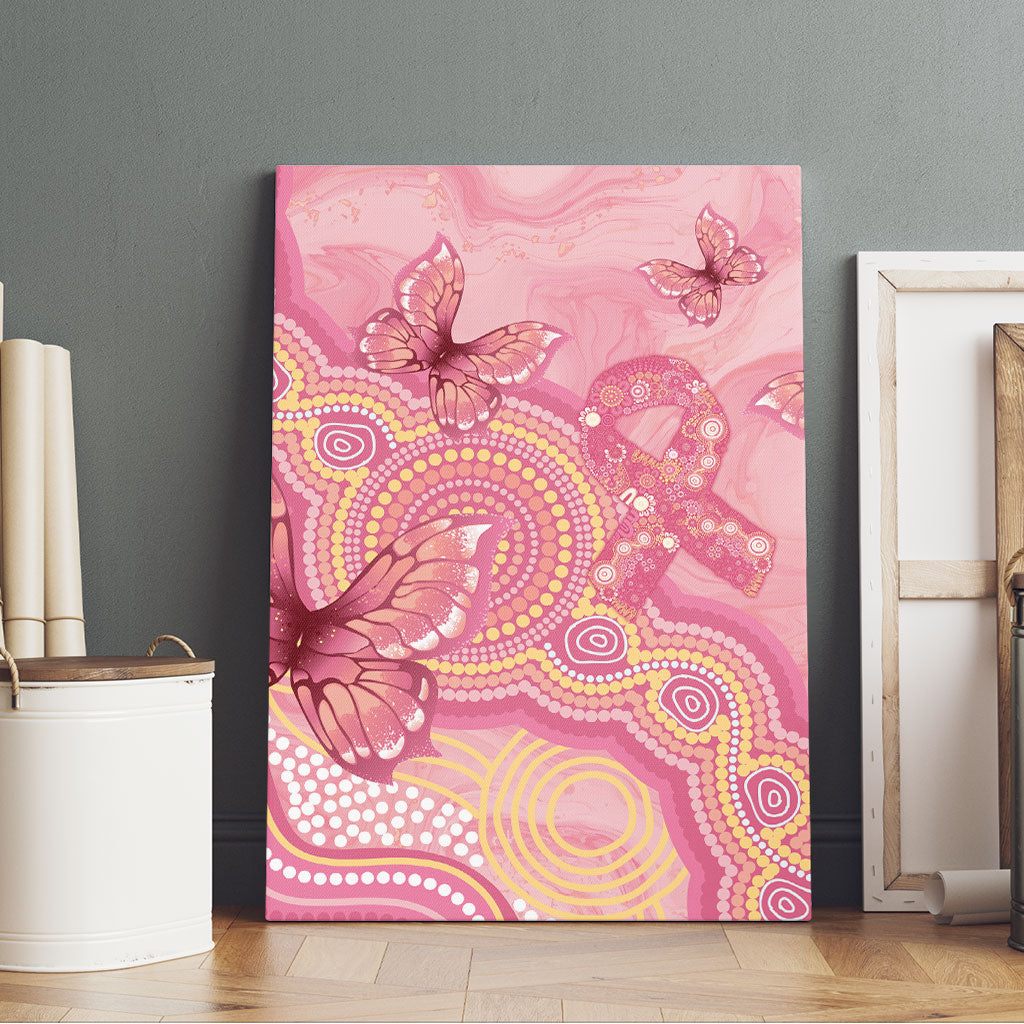 Dreamy Butterfly Collar Australia Breast Cancer Pink Canvas Wall Art Indigenous Art