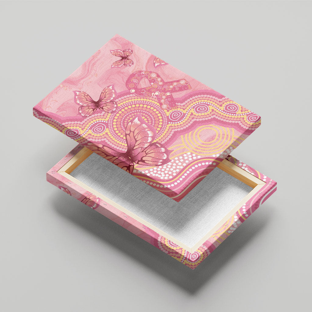 Dreamy Butterfly Collar Australia Breast Cancer Pink Canvas Wall Art Indigenous Art
