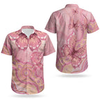 Dreamy Butterfly Collar Australia Breast Cancer Pink Couples Matching Long Sleeve Bodycon Dress and Hawaiian Shirt Indigenous Art