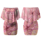 Dreamy Butterfly Collar Australia Breast Cancer Pink Couples Matching Off Shoulder Short Dress and Hawaiian Shirt Indigenous Art