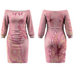 Dreamy Butterfly Collar Australia Breast Cancer Pink Couples Matching Off The Shoulder Long Sleeve Dress and Hawaiian Shirt Indigenous Art