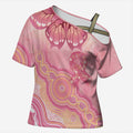 Dreamy Butterfly Collar Australia Breast Cancer Pink Cross Shoulder Shirt Indigenous Art