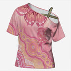 Dreamy Butterfly Collar Australia Breast Cancer Pink Cross Shoulder Shirt Indigenous Art