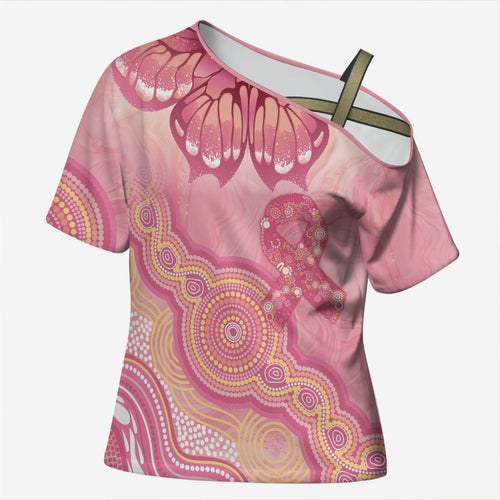 Dreamy Butterfly Collar Australia Breast Cancer Pink Cross Shoulder Shirt Indigenous Art