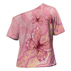 Dreamy Butterfly Collar Australia Breast Cancer Pink Cross Shoulder Shirt Indigenous Art