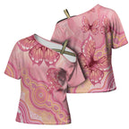 Dreamy Butterfly Collar Australia Breast Cancer Pink Cross Shoulder Shirt Indigenous Art
