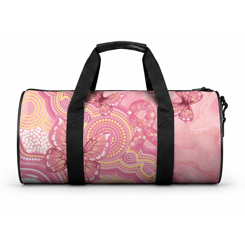 Dreamy Butterfly Collar Australia Breast Cancer Pink Duffle Bag Indigenous Art