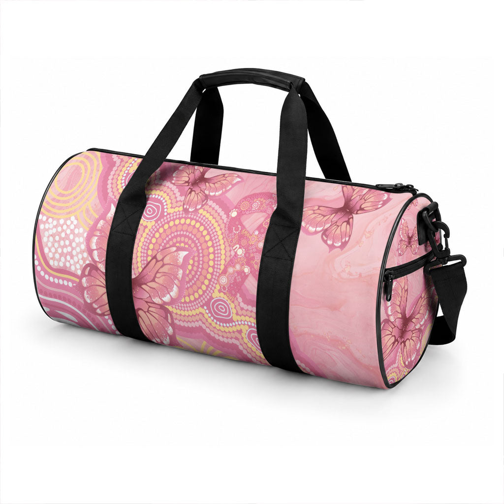 Dreamy Butterfly Collar Australia Breast Cancer Pink Duffle Bag Indigenous Art