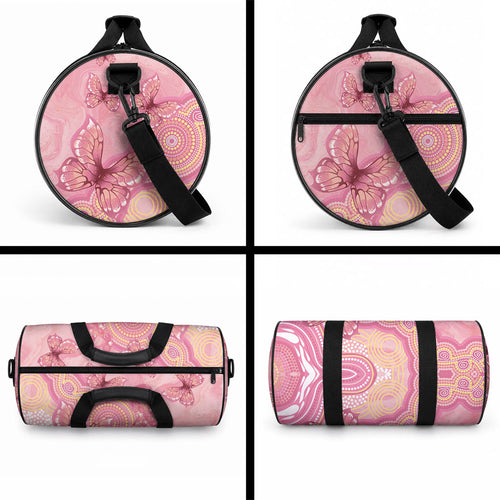 Dreamy Butterfly Collar Australia Breast Cancer Pink Duffle Bag Indigenous Art