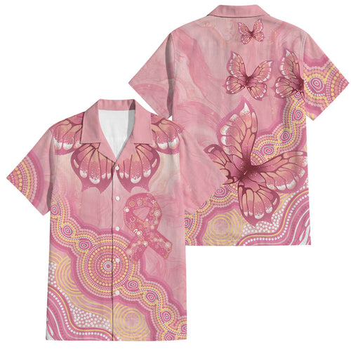 Dreamy Butterfly Collar Australia Breast Cancer Pink Family Matching Tank Maxi Dress and Hawaiian Shirt Indigenous Art