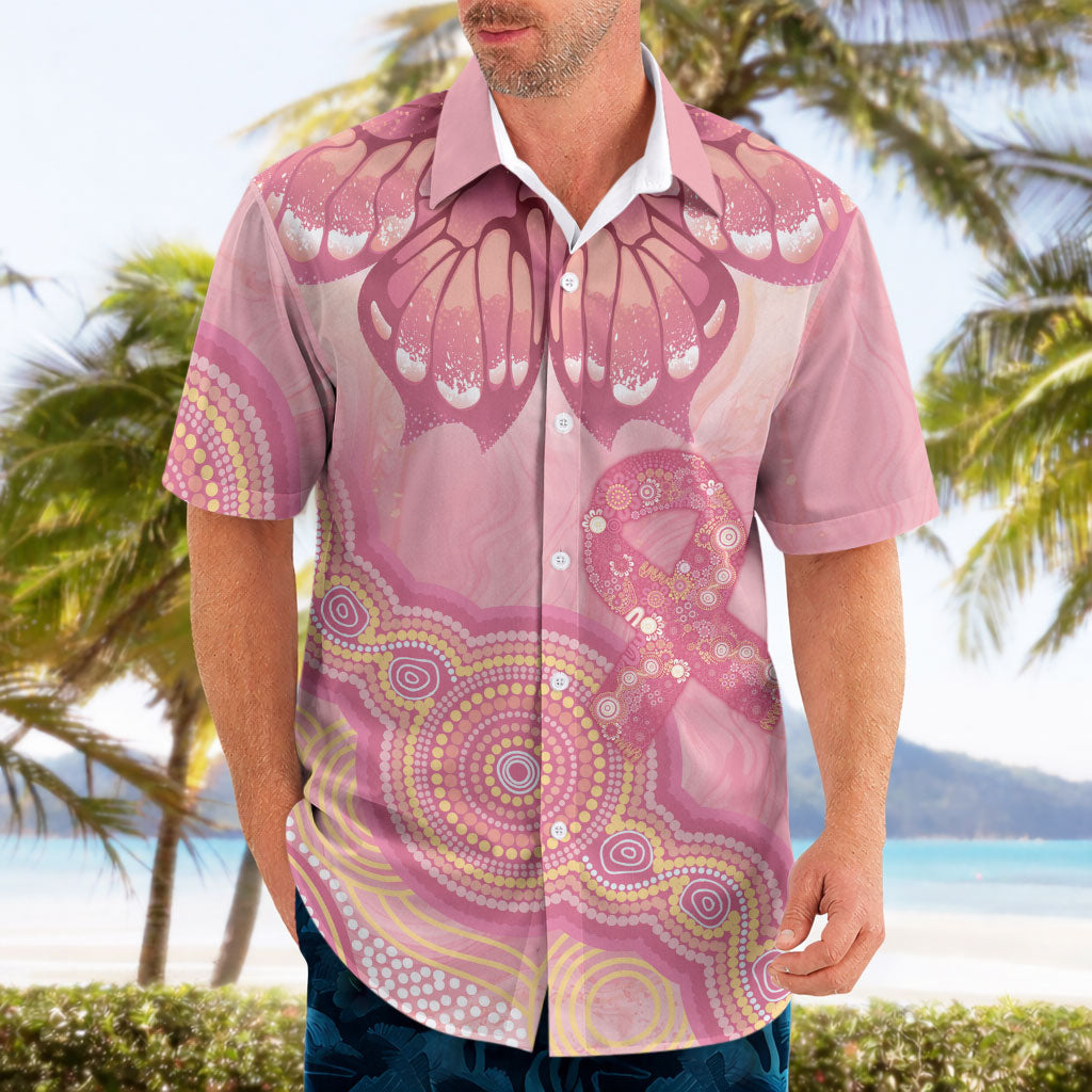 Dreamy Butterfly Collar Australia Breast Cancer Pink Hawaiian Shirt Indigenous Art