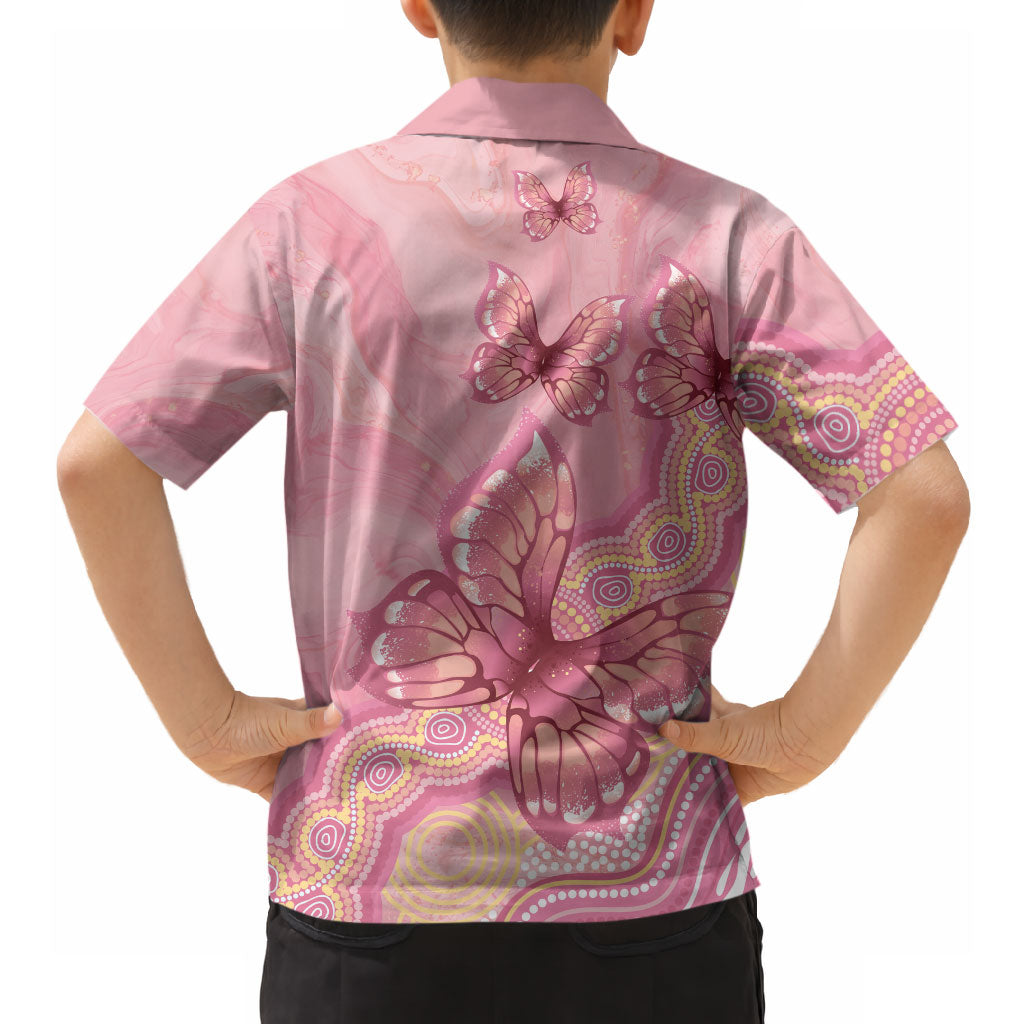 Dreamy Butterfly Collar Australia Breast Cancer Pink Hawaiian Shirt Indigenous Art