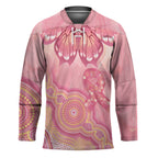 Dreamy Butterfly Collar Australia Breast Cancer Pink Hockey Jersey Indigenous Art