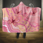 Dreamy Butterfly Collar Australia Breast Cancer Pink Hooded Blanket Indigenous Art