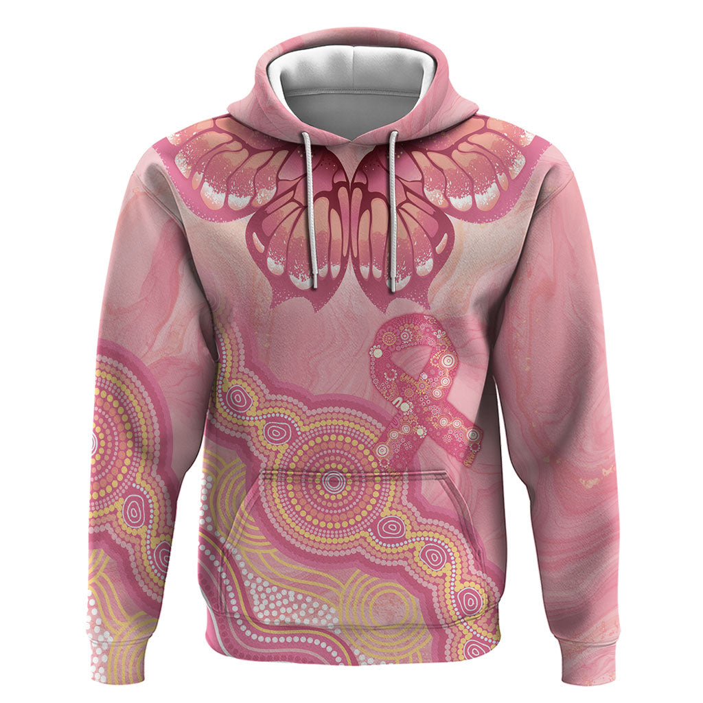 Dreamy Butterfly Collar Australia Breast Cancer Pink Hoodie Indigenous Art