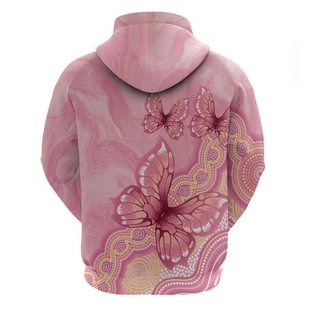 Dreamy Butterfly Collar Australia Breast Cancer Pink Hoodie Indigenous Art