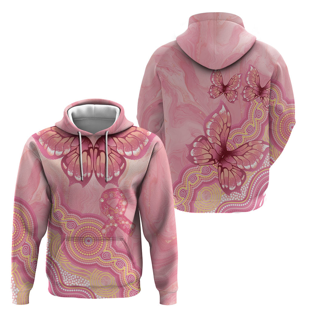 Dreamy Butterfly Collar Australia Breast Cancer Pink Hoodie Indigenous Art