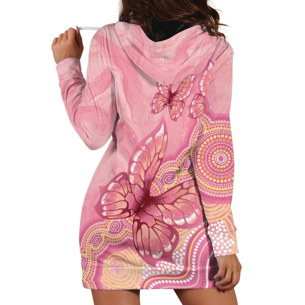 Dreamy Butterfly Collar Australia Breast Cancer Pink Hoodie Dress Indigenous Art