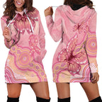 Dreamy Butterfly Collar Australia Breast Cancer Pink Hoodie Dress Indigenous Art