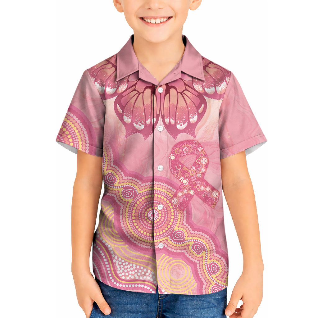 Dreamy Butterfly Collar Australia Breast Cancer Pink Kid Hawaiian Shirt Indigenous Art
