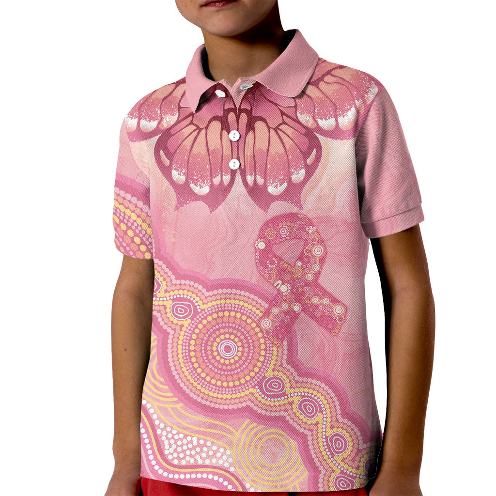 Dreamy Butterfly Collar Australia Breast Cancer Pink Kid Polo Shirt Indigenous Art