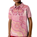 Dreamy Butterfly Collar Australia Breast Cancer Pink Kid Polo Shirt Indigenous Art