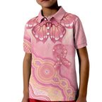 Dreamy Butterfly Collar Australia Breast Cancer Pink Kid Polo Shirt Indigenous Art