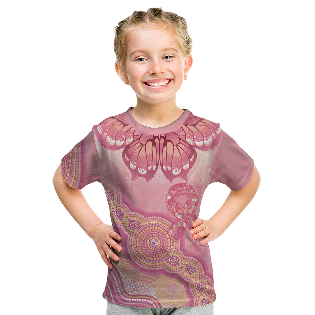 Dreamy Butterfly Collar Australia Breast Cancer Pink Kid T Shirt Indigenous Art