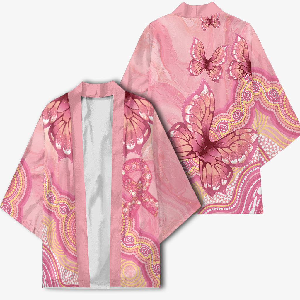 Dreamy Butterfly Collar Australia Breast Cancer Pink Kimono Indigenous Art
