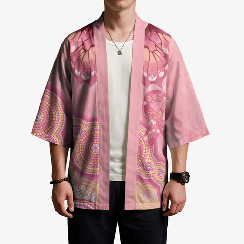 Dreamy Butterfly Collar Australia Breast Cancer Pink Kimono Indigenous Art