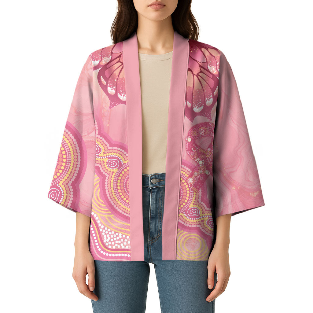 Dreamy Butterfly Collar Australia Breast Cancer Pink Kimono Indigenous Art