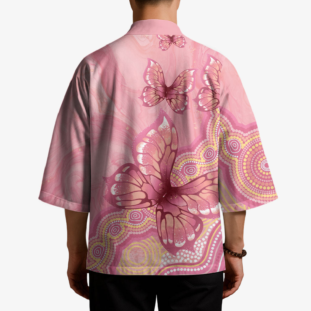 Dreamy Butterfly Collar Australia Breast Cancer Pink Kimono Indigenous Art