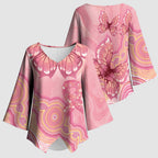 Dreamy Butterfly Collar Australia Breast Cancer Pink Kimono Sleeve Blouse Indigenous Art