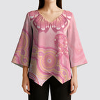 Dreamy Butterfly Collar Australia Breast Cancer Pink Kimono Sleeve Blouse Indigenous Art